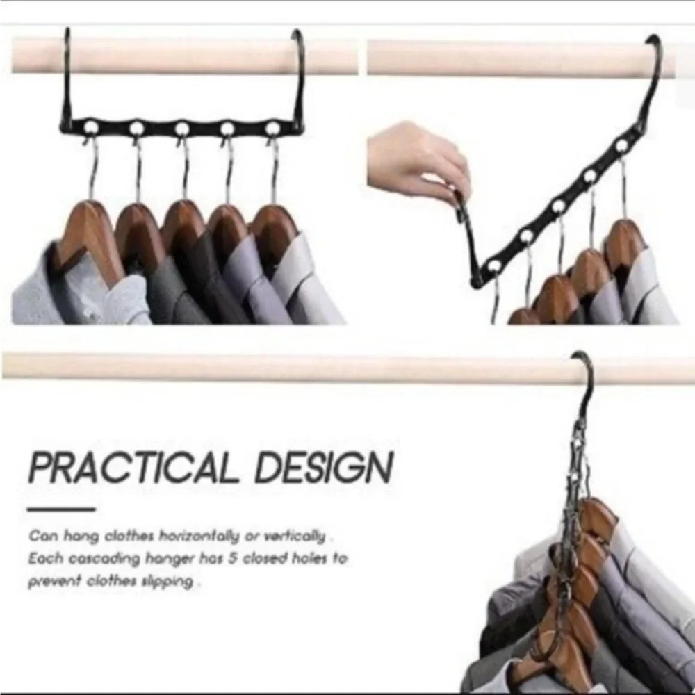 THE ULTIMATE SPACE SAVER: Wonder Hanger Max. Set includes 5 black Wonder Hangers
